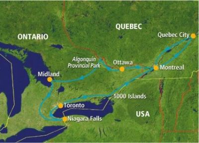 Map showing the Tour regions